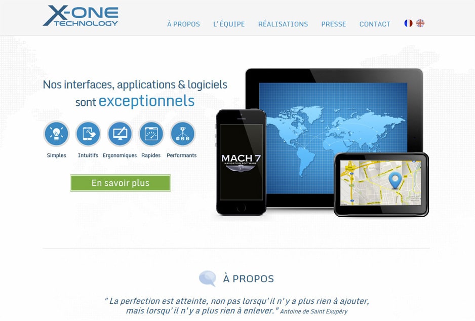 Conception du site web de la start-up X-One Technology (Avignon / Paris)