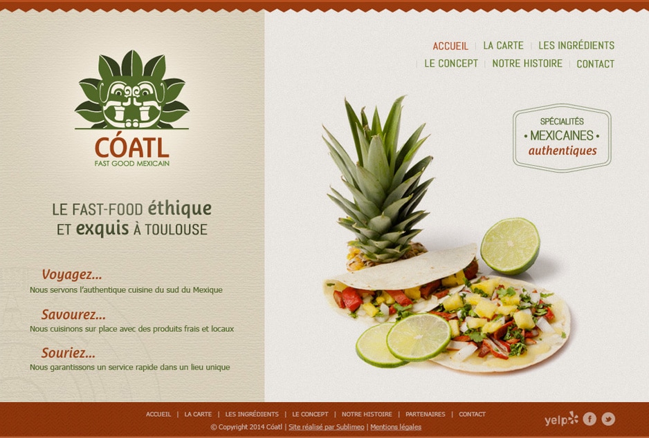 Webdesign du site internet du restaurant Coatl à Toulouse