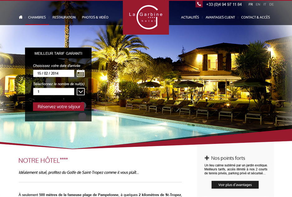 Refonte graphique & ergonomique du site de l'hôtel de prestige La Garbine à St-Tropez