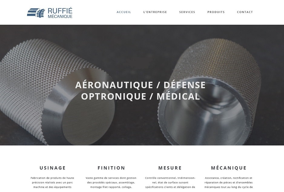 Audit du site internet, création du site responsive de l'entreprise aéronautique Ruffié (Aussonne / Blagnac), optimisation du temps de chargement des pages, monitoring du site web