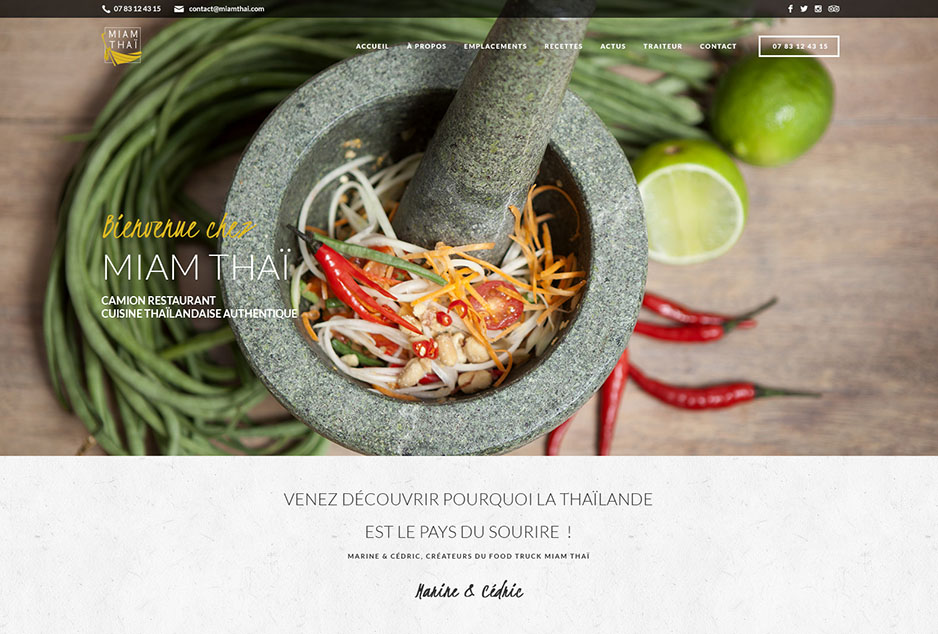 Développement spécifique WordPress et création du site mobile first Miam Thaï, food truck en région toulousaine