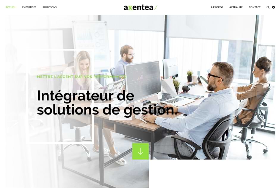 UI & UX design du site Axentea, intégrateur de solutions et logiciels de gestion