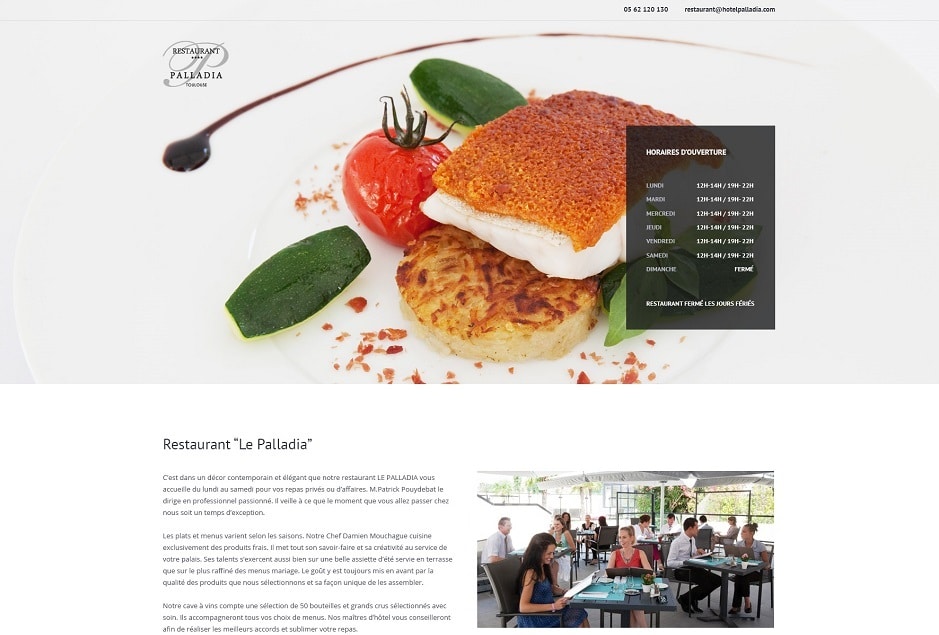 UI design web / mobile / tactile, conception graphique du site du restaurant Palladia Toulouse