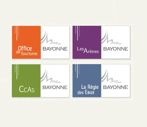 Charte graphique Mairie de Bayonne, office de tourisme, CCAS, Les Arènes, Régies des Eaux